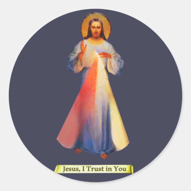 Jesus Divine Mercy Sticker Runt Klistermärke (Framsida)