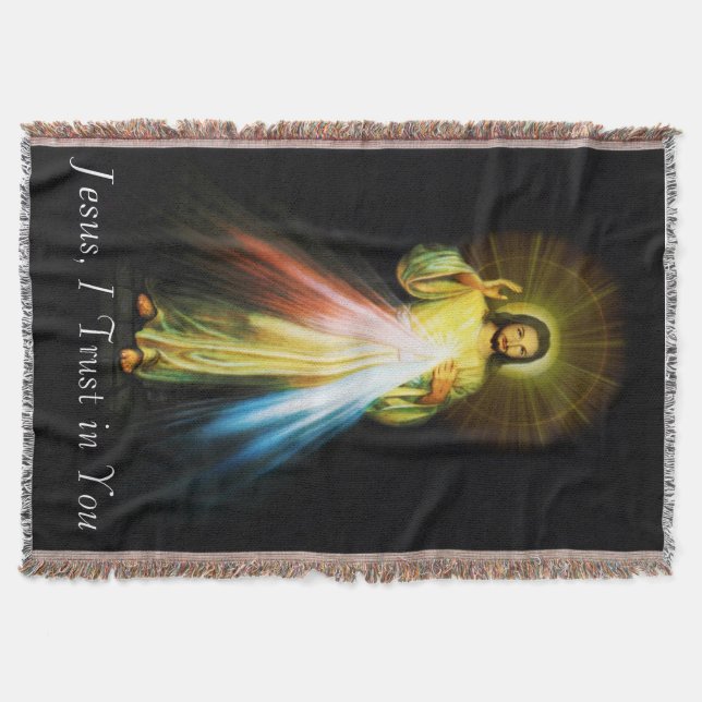Jesus Divine Mercy Tapiz Throw Blanket Mysfilt (Framsidan)