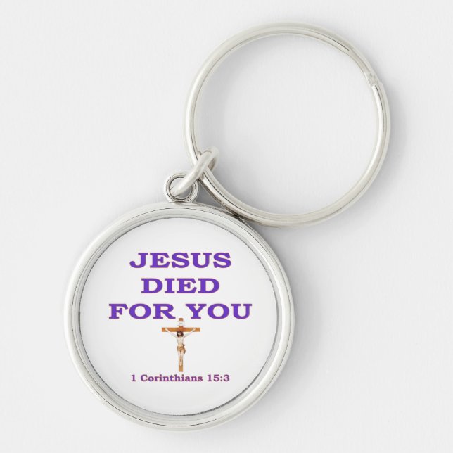 JESUS DÖDE FÖR DIG RUND SILVERFÄRGAD NYCKELRING (Framsidan)