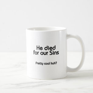Jesus dog för vår kristna sins kaffemugg