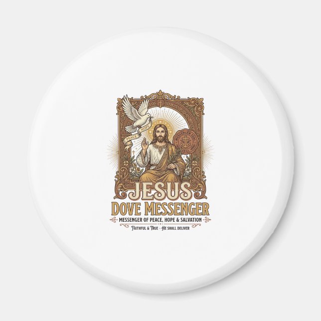 Jesus Dove Messenger Jesus Dove Messenger Kristna Magnet (Framsidan)