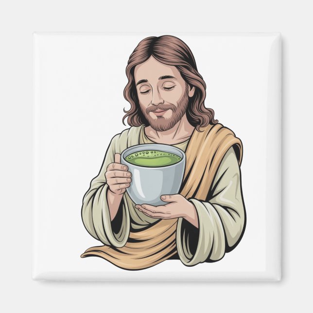 Jesus dricker Matcha Dryck Kristna  Magnet (Framsidan)