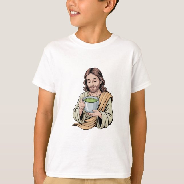 Jesus dricker Matcha Dryck Kristna  T Shirt (Framsida)