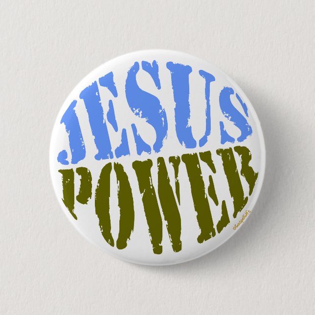 Jesus driver blått & grönt knapp (Framsida)