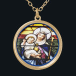 Jesus & drottning av himmelmålat glasshalsbandet guldpläterat halsband<br><div class="desc">Jesus & drottning av halsbandet för himmelmålat glassfönster</div>