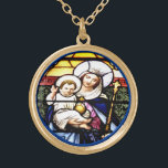Jesus & drottning av himmelmålat glasshalsbandet guldpläterat halsband<br><div class="desc">Jesus & drottning av halsbandet för himmelmålat glassfönster</div>