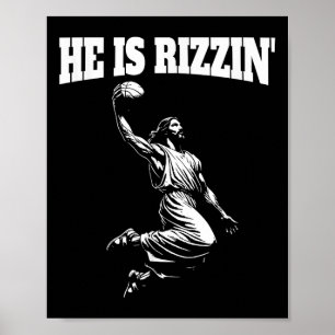Jesus Dunking Meme Heaven Basketball Dunk Han är R Poster