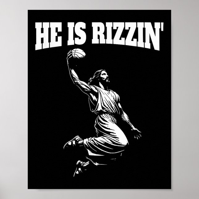 Jesus Dunking Meme Heaven Basketball Dunk Han är R Poster (Framsidan)