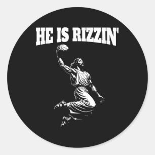Jesus Dunking Meme Heaven Basketball Dunk Han är R Runt Klistermärke