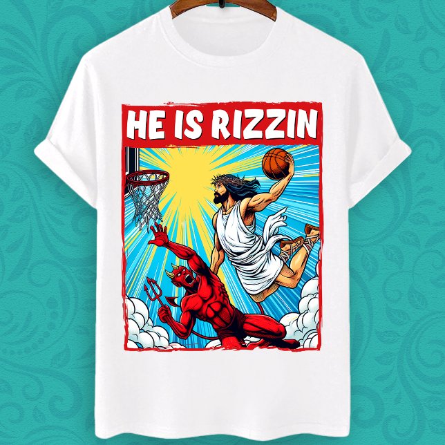 Jesus Dunking på Satan, han är rizzineminne T Shirt (Skapare uppladdad)