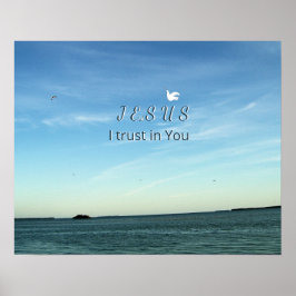 Jesus & duva i en lugn himmelsscen poster