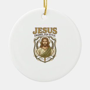 Jesus Emalj Nål Stil Jesus Emalj Nål Kristna  Julgransprydnad Keramik