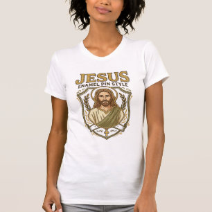 Jesus Emalj Nål Stil Jesus Emalj Nål Kristna  T Shirt