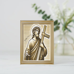 Jesus Embracing Golden Kor med Compassion Vykort