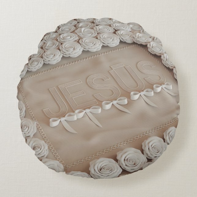 JESÚS Embroidering Dekorativ kudde - 3D Render Bei (Framsidan)