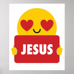 Jesus Emoji Heart Öga Shirt TShirt Tee Poster