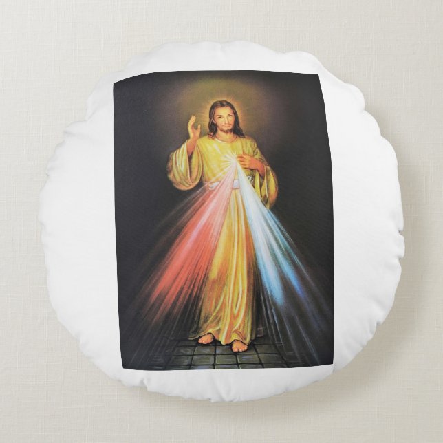 Jesus en ti confio rund kudde (Framsidan)