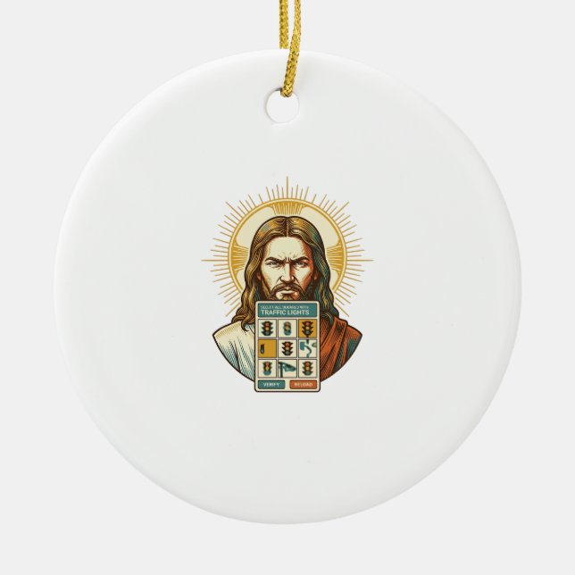 Jesus Endlös Captcha-verifiering Trafikljus  Julgransprydnad Keramik (Framsidan)