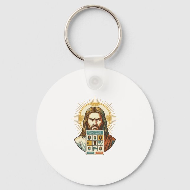 Jesus Endlös Captcha-verifiering Trafikljus  Nyckelring (Framsida)