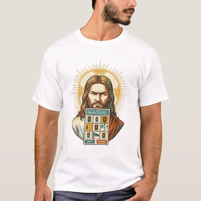 Jesus Endlös Captcha-verifiering Trafikljus  T Shirt (Framsida)
