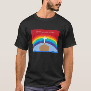 Jesus ensam sparar - kristens regnbågsmotiv t shirt