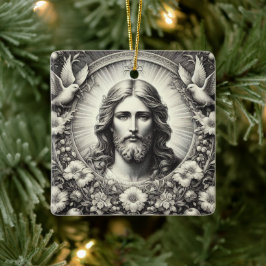 Jesus Etched Art-julprydnad Julgransprydnad Keramik