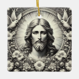 Jesus Etched Art-julprydnad Julgransprydnad Keramik