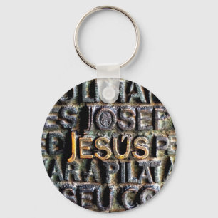 Jesus etsade metall nyckelring