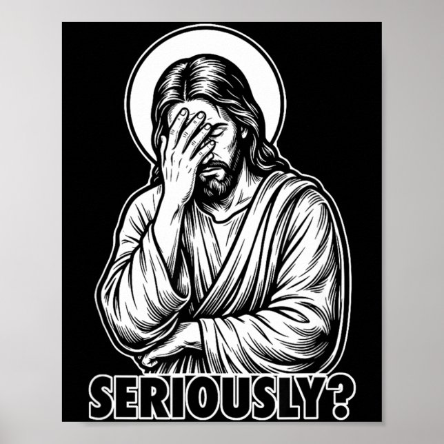 Jesus facepalm rolig kristen religiös meme  poster (Framsidan)