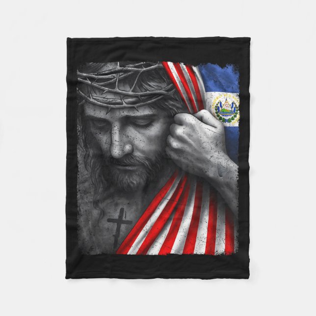 Jesus Faith Cross Crown America El Salvador Herita Fleecefilt (Framsidan)