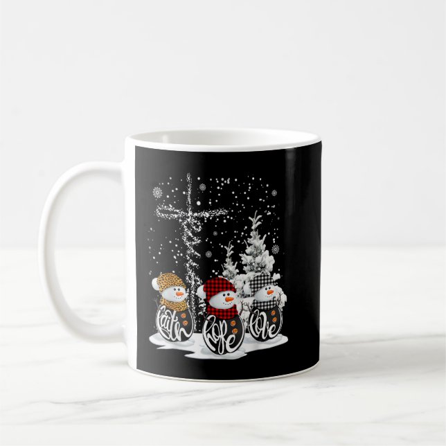 Jesus Faith Hope Kärlek Snögubbe Funny Julafton fö Kaffemugg (Vänster)