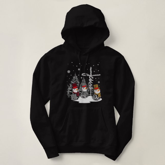 Jesus Faith Hope Kärlek Snögubbe jul Christian T Shirt (Design framsida)