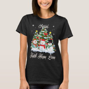 Jesus Faith Hope Kärlek Snögubbe Julafton för kris T Shirt