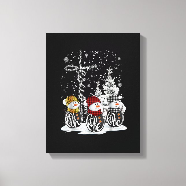 Jesus Faith Hope Kärlek Snögubbe Red Play Julafton Canvastryck (Framsida)