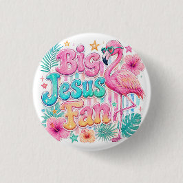 Jesus-fan med flamingo-knapp knapp