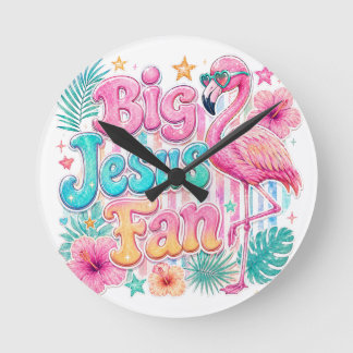 Jesus Fan med Flamingo Rund Klocka
