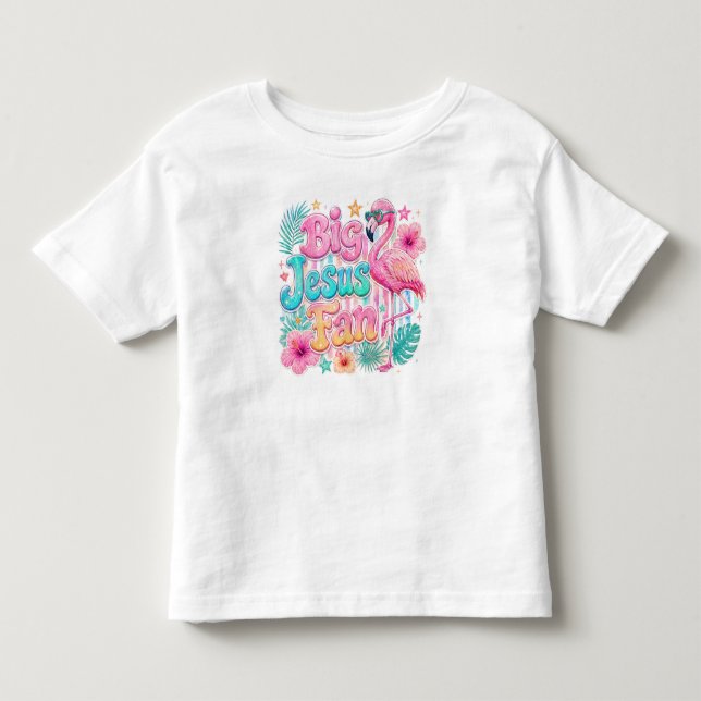 Jesus-fan med flamingo-småbarn t-shirt (Framsida)