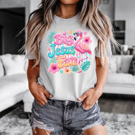 Jesus-fan med flamingo-t-shirt t shirt