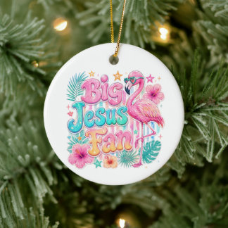 Jesus fan med flamingoornament julgransprydnad keramik