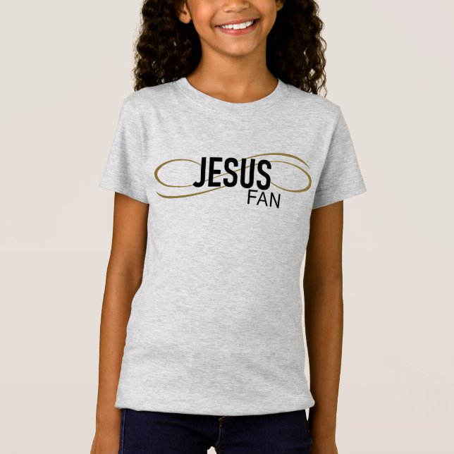Jesus Fan Med Virvla Flickor T-Shirt (Framsida)