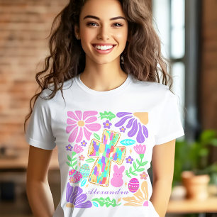 Jesus Färgglad Kors Påsk Kvinnor Anpassat Namn T Shirt
