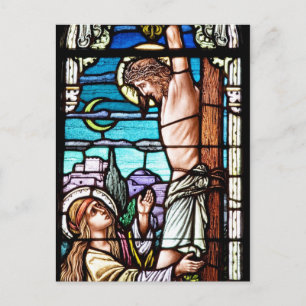 Jesus, fastsatt glasruta vykort
