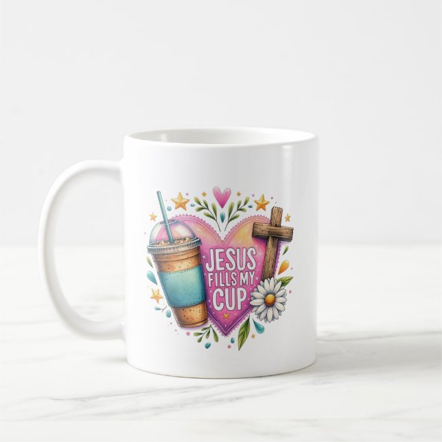 Jesus Fills My Kopp Christian Coffee Älskare Psalm (Vänster)