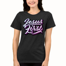 Jesus First Pinks och Lila T-Shirt