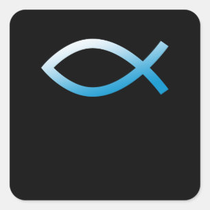 Jesus Fish Ichtys Christian Symbol Blue Fyrkantigt Klistermärke