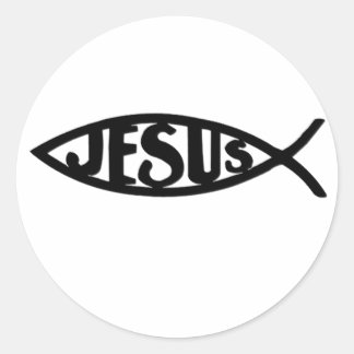 Jesus Fish (Sticker Black) Runt Klistermärke