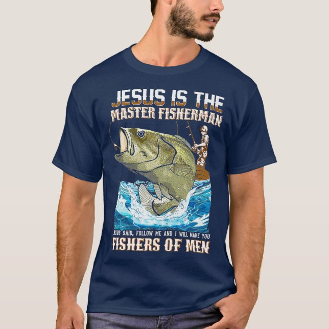 Jesus Fisher of Manar bible verse Fishing pappa T Shirt (Framsida)