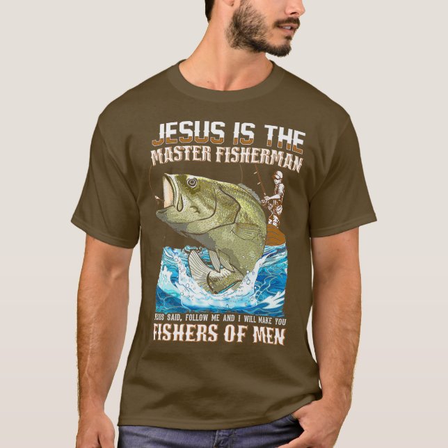 Jesus Fisher of Manar bible verse Fishing pappa T Shirt (Framsida)