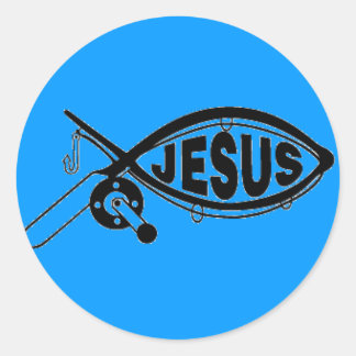 JESUS FISHING Sticker Runt Klistermärke