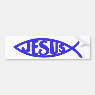 Jesus fisk (bildekalblått) bildekal